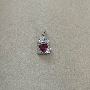 Silver and Red Heart Pendant